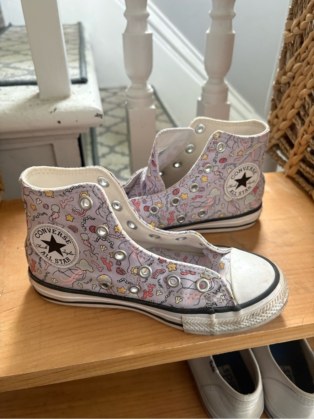 Vans Kids' High Top Sneakers - Pastel Purple with Star & Unicorn Print